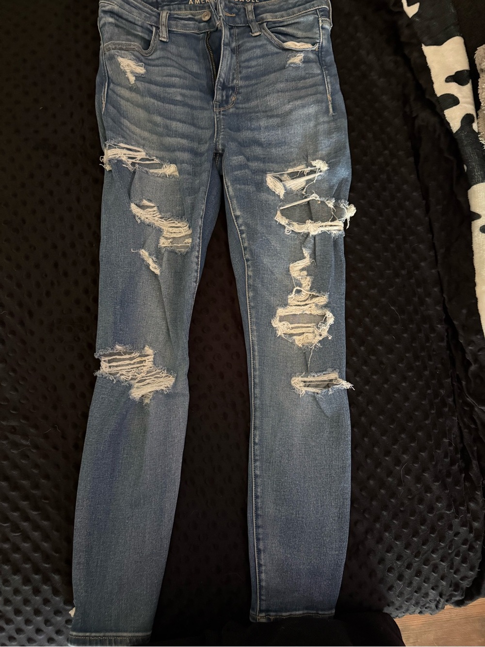 American Eagle Outfitters Distressed Skinny Jeans - Blue
